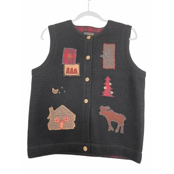 Woolrich Wool Embroidered Patchwork Vest Size Medium - Picture 8 of 8